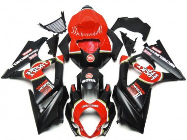 07-08 Leuchtend Matt Schwarz Benutzerdefiniert Lucky Strike GSXR 1000 Motorrad Verkleidung