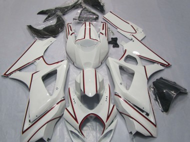 07-08 Weiß Mit Rotem Nadelstreifen GSXR 1000 Motorrad Verkleidung