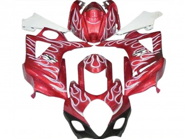 07-08 Rot Glänzend & Weiß Flamme GSXR 1000 Motorrad Verkleidung