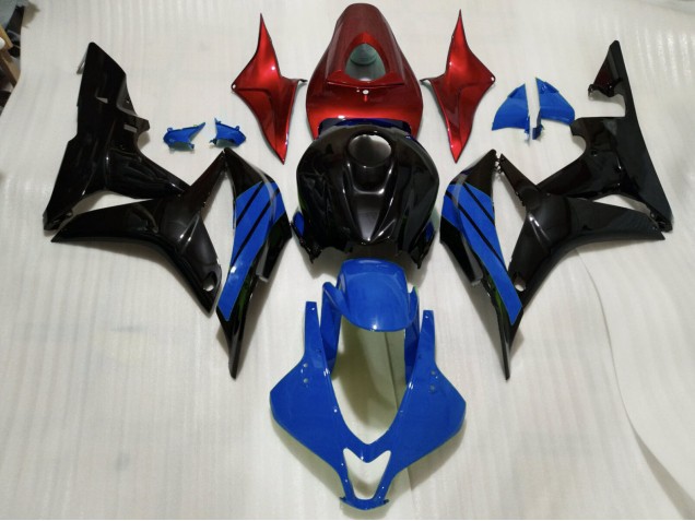 07-08 Schwarz Glänzend & Blaue & Rot Akzente CBR600RR Motorrad Verkleidung 07-08 Schwarz Glänzend & Blaue & Rot Akzente CBR600RR Motorrad Verkleidung