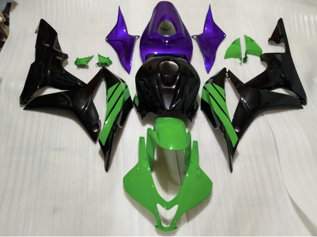 07-08 Schwarz Glänzend & Grüne & Violette Akzente CBR600RR Motorrad Verkleidung 07-08 Schwarz Glänzend & Grüne & Violette Akzente CBR600RR Motorrad Verkleidung