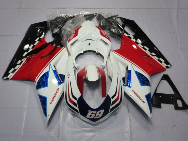 07-14 69 Weiß & Rot Ducati 848 1098 1198 Motorrad Verkleidung 07-14 69 Weiß & Rot Ducati 848 1098 1198 Motorrad Verkleidung