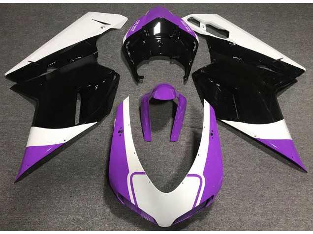07-14 Glanz Lila Weiß & Schwarz Ducati 848 1098 1198 Motorrad Verkleidung 07-14 Glanz Lila Weiß & Schwarz Ducati 848 1098 1198 Motorrad Verkleidung