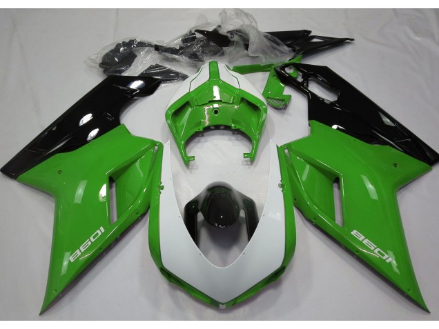 07-14 Glänzend Grün & Weiß Ducati 848 1098 1198 Motorrad Verkleidung 07-14 Glänzend Grün & Weiß Ducati 848 1098 1198 Motorrad Verkleidung