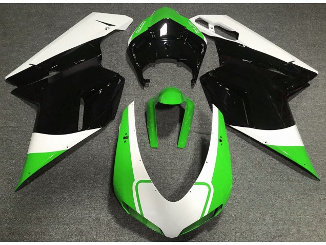 07-14 Glänzend Grün Weiß & Schwarz Ducati 848 1098 1198 Motorrad Verkleidung 07-14 Glänzend Grün Weiß & Schwarz Ducati 848 1098 1198 Motorrad Verkleidung