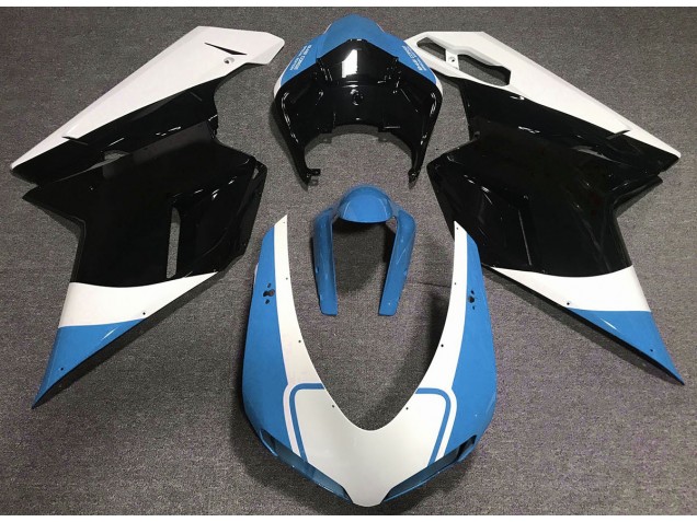 07-14 Glänzend Hellblau Weiß & Schwarz Ducati 848 1098 1198 Motorrad Verkleidung 07-14 Glänzend Hellblau Weiß & Schwarz Ducati 848 1098 1198 Motorrad Verkleidung