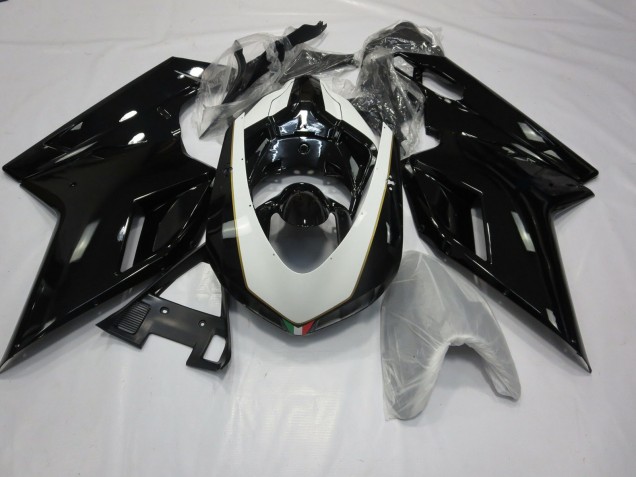 07-14 Glänzendes Schwarz & Weiß Ducati 848 1098 1198 Motorrad Verkleidung 07-14 Glänzendes Schwarz & Weiß Ducati 848 1098 1198 Motorrad Verkleidung