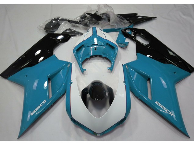 07-14 Hellblau & Glänzend Weiß Ducati 848 1098 1198 Motorrad Verkleidung 07-14 Hellblau & Glänzend Weiß Ducati 848 1098 1198 Motorrad Verkleidung