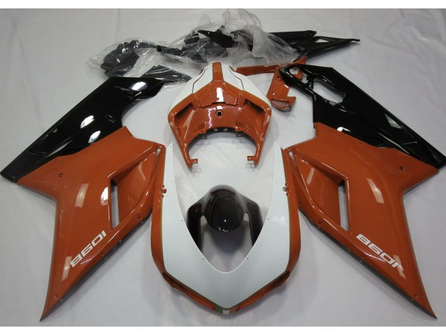 07-14 Orange Glänzend & Weiß Ducati 848 1098 1198 Motorrad Verkleidung 07-14 Orange Glänzend & Weiß Ducati 848 1098 1198 Motorrad Verkleidung