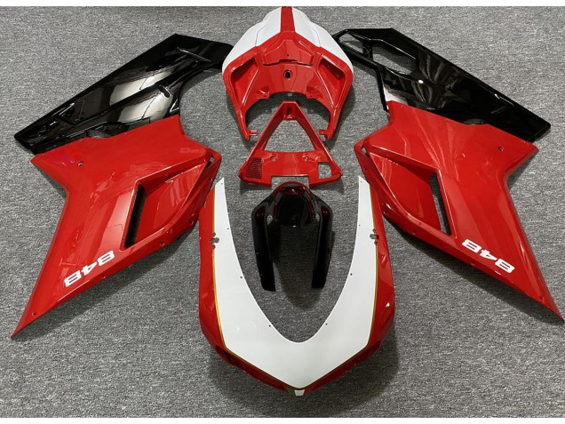 07-14 Rot Glänzend & Weiß (848 Aufkleber) Ducati 848 1098 1198 Motorrad Verkleidung 07-14 Rot Glänzend & Weiß (848 Aufkleber) Ducati 848 1098 1198 Motorrad Verkleidung
