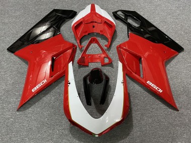 07-14 Schwarz Silber Ducati 848 1098 1198 Motorrad Verkleidung