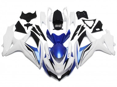 08-10 Glänzend Weiß Mit Silber & Blau GSXR 600-750 Motorrad Verkleidung