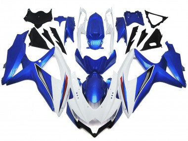 08-10 Glänzendes Glänzend Weiß Mit Silber & Blau GSXR 600-750 Motorrad Verkleidung