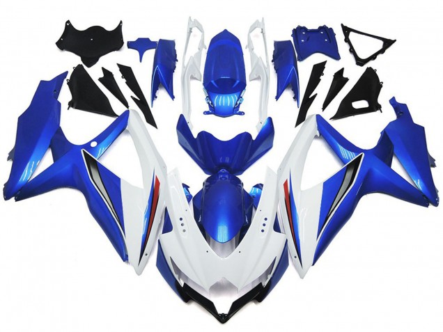 08-10 Glänzendes Glänzend Weiß Mit Silber & Blau GSXR 600-750 Motorrad Verkleidung
