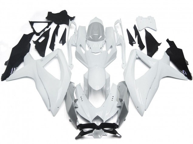 08-10 Glänzendes Glänzend Weiß Mit Silber GSXR 600-750 Motorrad Verkleidung 08-10 Glänzendes Glänzend Weiß Mit Silber GSXR 600-750 Motorrad Verkleidung