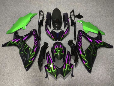 08-10 Grün & Magenta Flamme GSXR 600-750 Motorrad Verkleidung