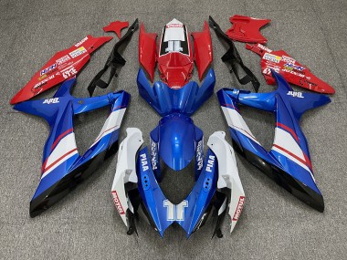 08-10 Rot Blau & Glänzend Weiß Custom-Stil GSXR 600-750 Motorrad Verkleidung