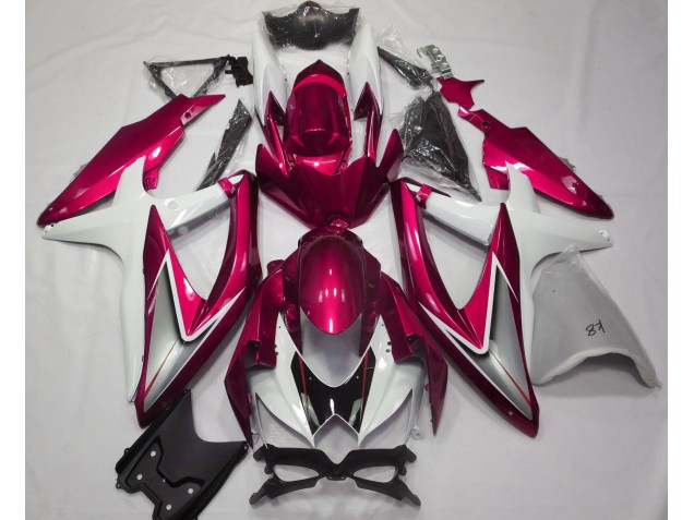 08-10 Rot Glänzend & Weiß GSXR 600-750 Motorrad Verkleidung 08-10 Rot Glänzend & Weiß GSXR 600-750 Motorrad Verkleidung