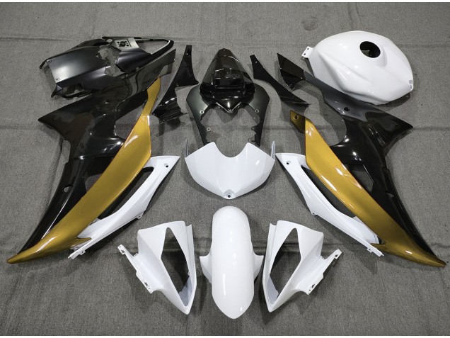 08-16 Custom Gold Schwarz & Weiß R6 Motorrad Verkleidung 08-16 Custom Gold Schwarz & Weiß R6 Motorrad Verkleidung