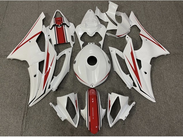 08-16 Glänzend Weiß & Rot R6 Motorrad Verkleidung 08-16 Glänzend Weiß & Rot R6 Motorrad Verkleidung