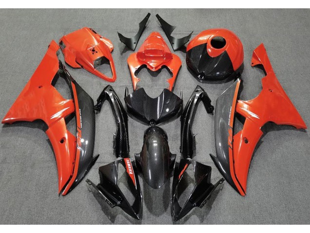 08-16 Orange Glänzend & Kohlefaser R6 Motorrad Verkleidung 08-16 Orange Glänzend & Kohlefaser R6 Motorrad Verkleidung