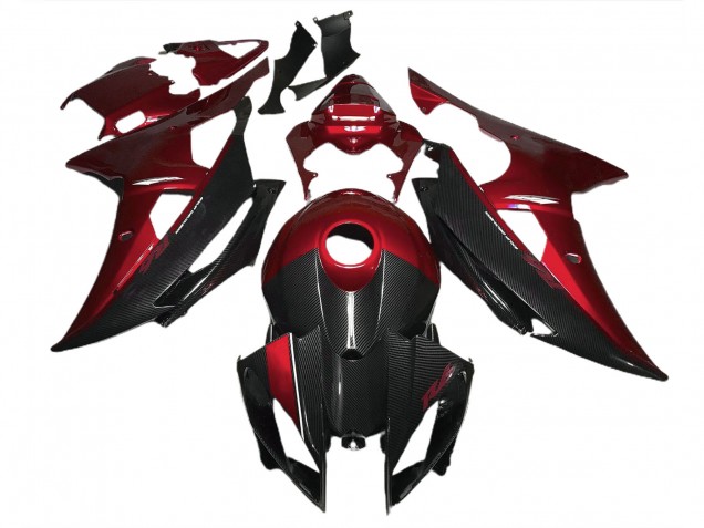 08-16 Rot Mit Carbonfaser-Stil R6 Motorrad Verkleidung 08-16 Rot Mit Carbonfaser-Stil R6 Motorrad Verkleidung