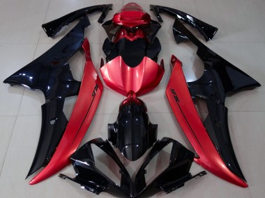 08-16 Schwarz Glänzend & Bonbonrot R6 Motorrad Verkleidung