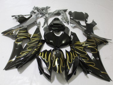 08-16 Schwarz Glänzend & Flame R6 Motorrad Verkleidung