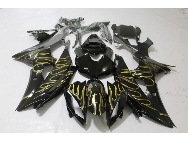 08-16 Schwarz Glänzend & Flame R6 Motorrad Verkleidung 08-16 Schwarz Glänzend & Flame R6 Motorrad Verkleidung