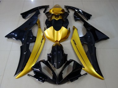08-16 Schwarz Glänzend & Gold R6 Motorrad Verkleidung