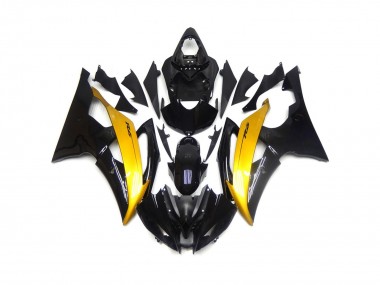 08-16 Schwarz & Gold Glänzend R6 Motorrad Verkleidung