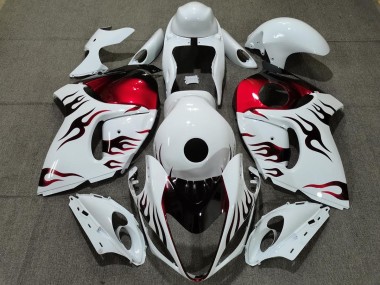 08-20 Glänzend Weiß & Rot Flamme GSXR 1300 Motorrad Verkleidung