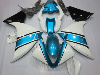 09-11 Glänzend Weiß & Hellblau R1 Motorrad Verkleidung
