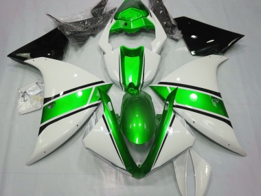 09-11 Glänzend Weiß & Metallic Grün R1 Motorrad Verkleidung