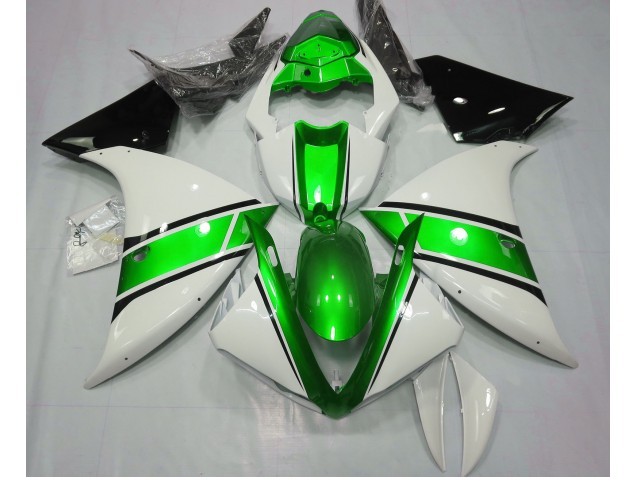 09-11 Glänzend Weiß & Metallic Grün R1 Motorrad Verkleidung 09-11 Glänzend Weiß & Metallic Grün R1 Motorrad Verkleidung