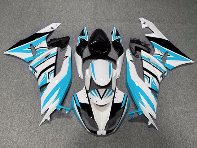 09-12 Hellblau-Weiß & Schwarz-Zack ZX6R Motorrad Verkleidung