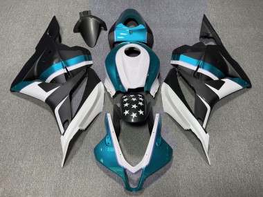 09-12 Matt Schwarzer & Hellblauer Stern CBR600RR Motorrad Verkleidung