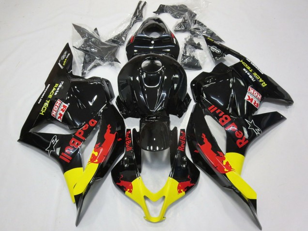09-12 Rot Bull Schwarz Glänzend CBR600RR Motorrad Verkleidung 09-12 Rot Bull Schwarz Glänzend CBR600RR Motorrad Verkleidung