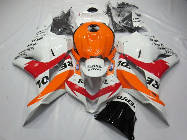 09-12 Weiß Rot & Orange Repsol CBR600RR Motorrad Verkleidung 09-12 Weiß Rot & Orange Repsol CBR600RR Motorrad Verkleidung