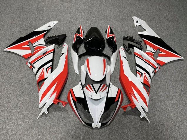 09-12 Rot-Weiß-Schwarz-Zack ZX6R Motorrad Verkleidung