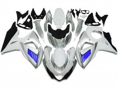 09-16 Benutzerdefiniert Silber & Weiß Mit Schwarz GSXR 1000 Motorrad Verkleidung