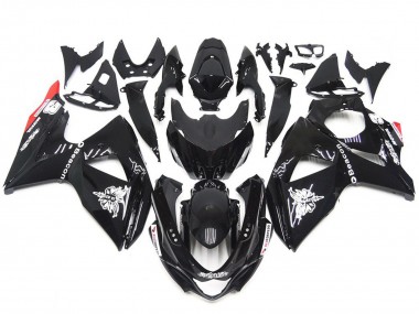 09-16 Einfarbig Schwarz Rot Glänzend Stil GSXR 1000 Motorrad Verkleidung