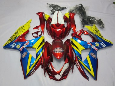 09-16 Gelb Rot & Blau GSXR 1000 Motorrad Verkleidung