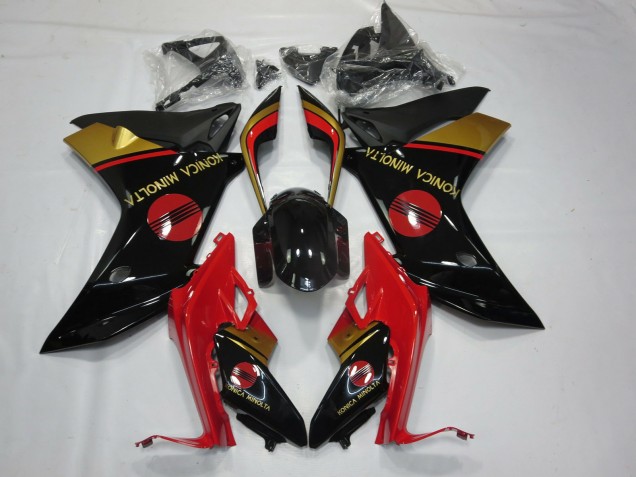 11-12 Konica Minolta Rot Schwarz & Gold CBR600F Motorrad Verkleidung 11-12 Konica Minolta Rot Schwarz & Gold CBR600F Motorrad Verkleidung