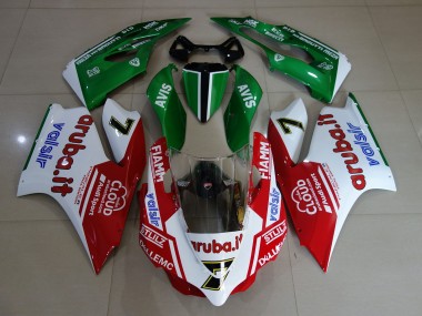 11-14 Glänzend Weiß / Rot / Grün Ducati 1199 Motorrad Verkleidung