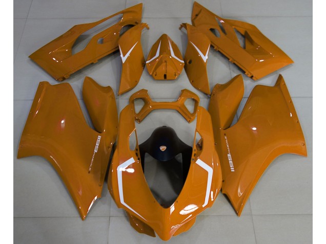 11-14 Orange Glänzend & Weiß Ducati 1199 Motorrad Verkleidung 11-14 Orange Glänzend & Weiß Ducati 1199 Motorrad Verkleidung