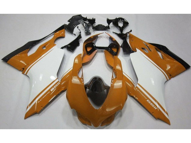 11-14 Orange Glänzend Silber & Schwarz Ducati 1199 Motorrad Verkleidung
