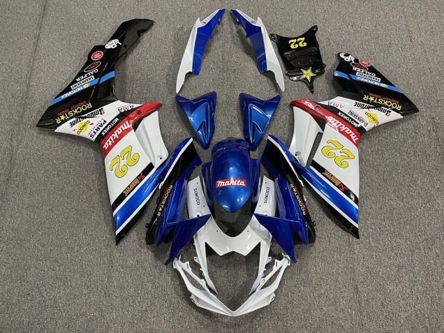 11-24 22 Rockstar Weiß & Blau GSXR 600-750 Motorrad Verkleidung 11-24 22 Rockstar Weiß & Blau GSXR 600-750 Motorrad Verkleidung
