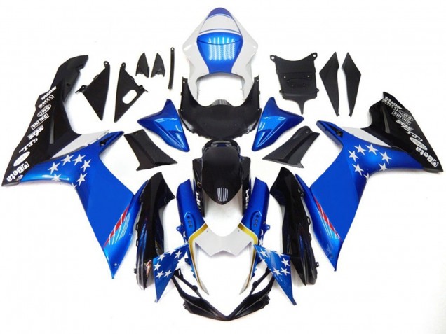 11-24 Blauer Stil Mit Roten Sternen GSXR 600-750 Motorrad Verkleidung 11-24 Blauer Stil Mit Roten Sternen GSXR 600-750 Motorrad Verkleidung