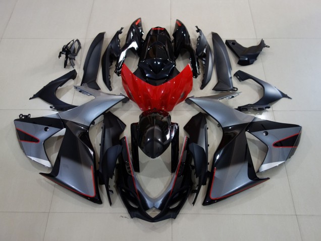 11-24 Glänzendes Grau/Schwarz Mit Rot GSXR 600-750 Motorrad Verkleidung 11-24 Glänzendes Grau/Schwarz Mit Rot GSXR 600-750 Motorrad Verkleidung